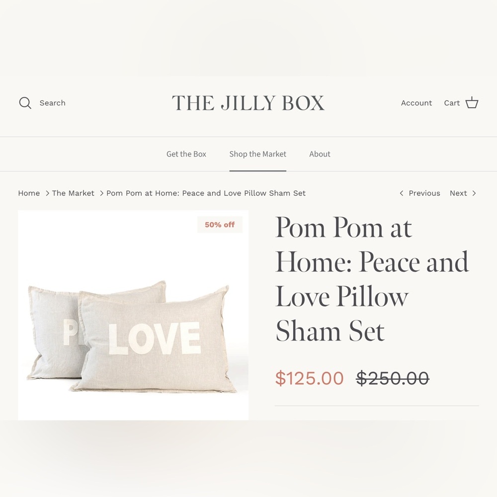 Jillian Harris x Pom Pom at Home for the Jilly Box Peace & Love Pillow Shams